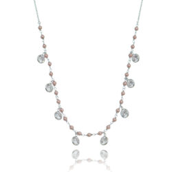 Choker Gargantilha Bolinhas Peroladas Rosas E Zirconias Rodio