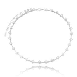 Choker Ródio Da Moda Zirconias Brancas Redondinhas Modelo Thassia
