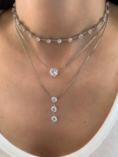 Choker Ródio Da Moda Zirconias Brancas Redondinhas Modelo Thassia - Image 2