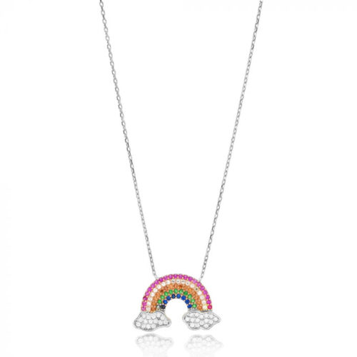 Colar Rainbow Arco Iris Cravejado Zirconias Prata 925
