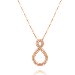 Colar Champagne Morganita De Micro Zirconias Infinito Rosé Semi Joia