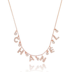 Colar Chanel Cravejado Zirconias Rosé Semi Joia Fina