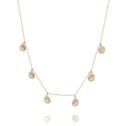 Colar 6 Pontos De Luz Zirconias Semi Joia Banho Ouro 18K
