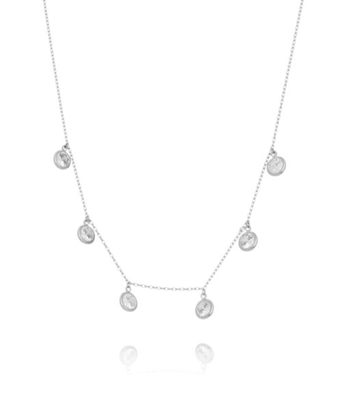 Colar 6 Pontos De Luz Zirconias Semi Joia Rodio