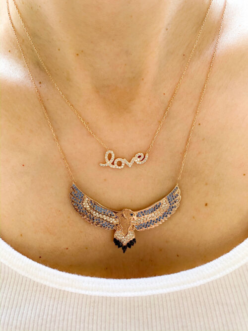 Colar Love Cravejado Zirconias Brancas Prata 925 Rose - Image 2