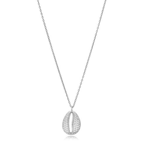 Colar Búzios com Zirconias Cravejadas Joias Fashion em Prata 925 Ródio