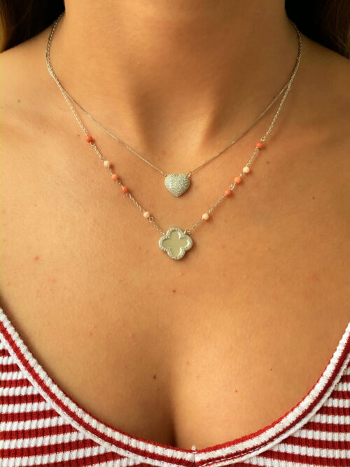 Colar Coração Micro Pave Pequeno Zirconias Brancas Prata 925 - Image 2