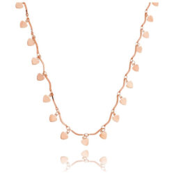 Colar Curto Rose Com Coraçõezinhos Pendurados Semi Joia