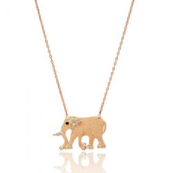 Colar De Elefante Fosco Delicado Em Prata 925 Rosé