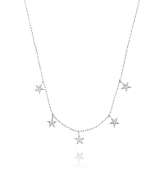 Colar De Estrelinhas Cravejadas Zirconias Rodio Semijoia