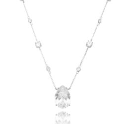 Colar Sofisticado De Zirconia Branca Premium E Zirconias Corrente Cartier Rodio