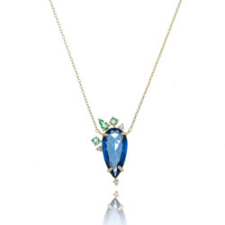 Colar De Gota Invertida Tanzanita Modelo Joalheria Banho Ouro 18K Semi Joia