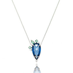 Colar De Gota Invertida Tanzanita Modelo Joalheria Rodio Semi Joia