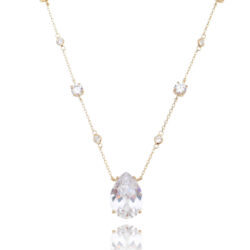 Colar Sofisticado De Zirconia Branca Premium E Zirconias Corrente Cartier Banho Ouro