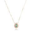 Colar Mini Gotinha Esmeralda Cravejada Por Duas Fileiras Zirconias Joia Prata 925 Banho Ouro