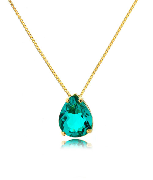 Colar Dourado De Gotinha Turmalina Semi Joia