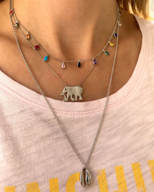 Colar De Elefante Fosco Delicado Em Prata 925 - Image 2