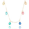 Colar Prata 925 De 6 Gotinhas Rainbow Coloridas Banho Ouro