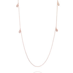 Colar Estilo Tiffany Longo De 8 Gotinhas Zirconias Semi Joia Rosé