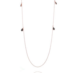 Colar Estilo Tiffany Longo De 8 Gotinhas Pretas Zirconias Semi Joia Rosé
