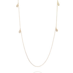 Colar Estilo Tiffany Longo De 8 Gotinhas Zirconias Semi Joia Dourado