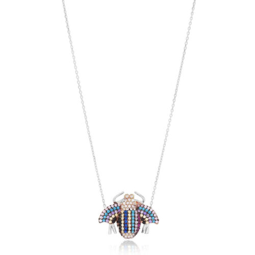 Colar Bug Colorido Zirconias Prata 925