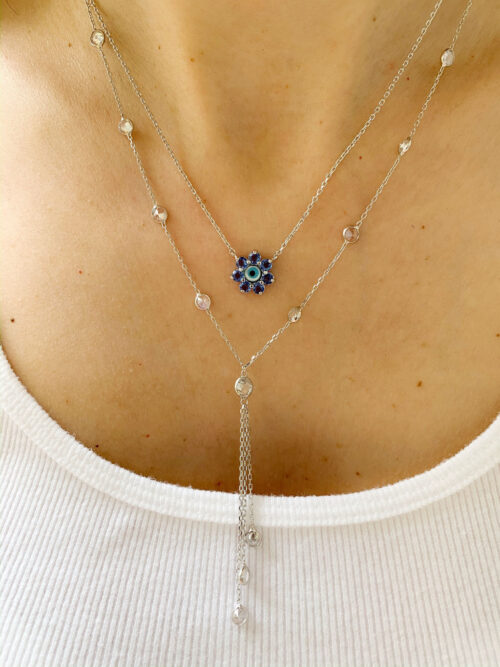 Colar Gravatinha Pontos De Luz Zirconias Prata 925 - Image 3