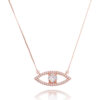 Colar Evil Eye Cravejado De Zirconias Brancas Prata 925 Rosé