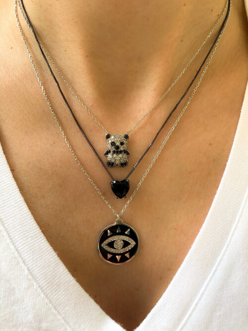 Colar Panda Cravejado Zirconias Brancas E Pretas Prata 925 - Image 2