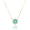 Colar De Olho Grego Esmaltada Verde Tiffany Cravejada De Zirconias Prata 925 Banho Ouro
