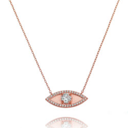 Colar De Olho Grego Luxuoso Rosé Semi Joia