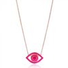 Colar De Olho Grego Prata 925 Pink Neon Esmaltado Rose