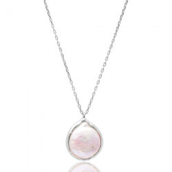 Colar Rustico Perola Shell Barroca Irregular Prata 925