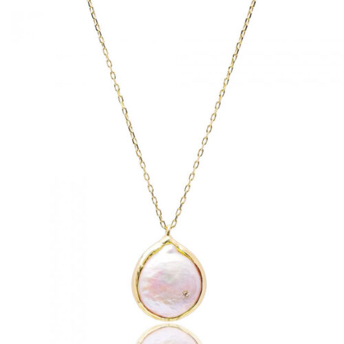 Colar Rustico Perola Shell Barroca Irregular Prata 925 Banho Ouro