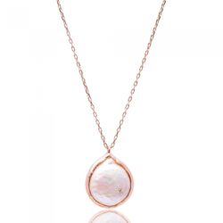 Colar Rustico Perola Shell Barroca Irregular Prata 925 Rosé
