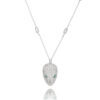 Colar Pingente Serpente Zirconias Brancas Semi Joia Luxuosa Rodio
