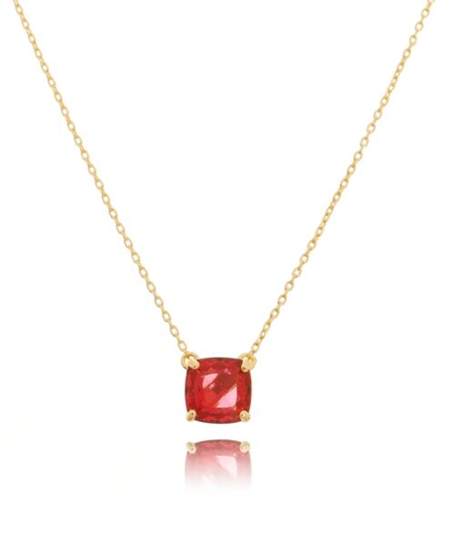 Colar Quadrado Rubi Banho De Ouro 18K Semi Joia Online