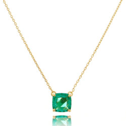 Colar Semijoia Pingente Quadradinho Turmalina Banho Ouro 18K