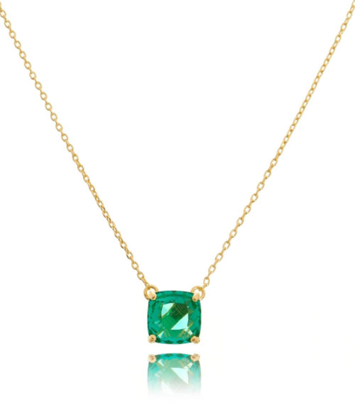 Colar Semijoia Pingente Quadradinho Turmalina Banho Ouro 18K