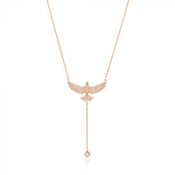 Colar Espirito Santo Com Gravatinha De Zirconia Prata 925 Rosé