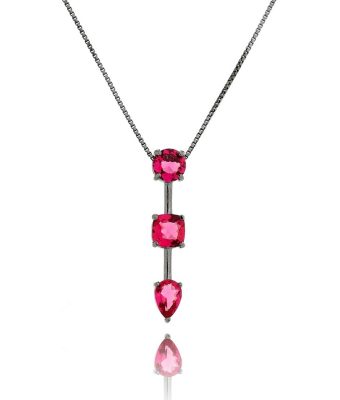 Colar Da Moda Com Formas Geometricas Negro Zirconia Rubi