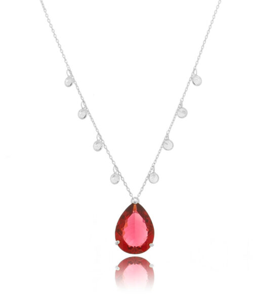 Colar De Gota Rubelita Corrente Com 8 Zirconias Penduradinhas Semijoia Da Moda