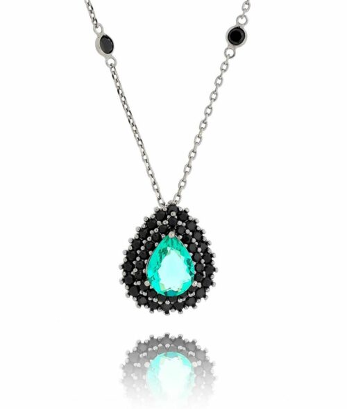 Colar Tiffany Turmalina Com Banho De Rodio Negro Semijoia