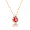 Colar Dourado Semi Joia De Gota Rubelita Brilhante Cravejado