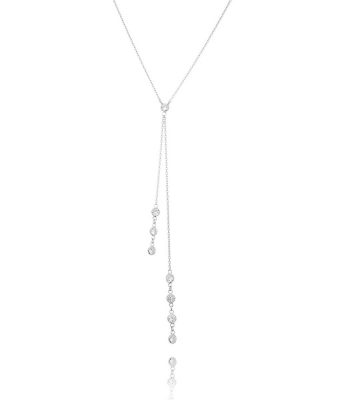 Gravatinha 8 Zirconias Colar Da Moda Semi Joia Em Rodio