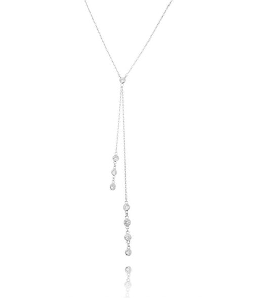 Gravatinha 8 Zirconias Colar Da Moda Semi Joia Em Rodio