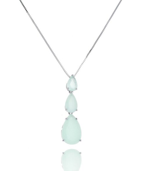 Colar Gota Tripla Com Zirconias Água Marinha Candy Acessórios