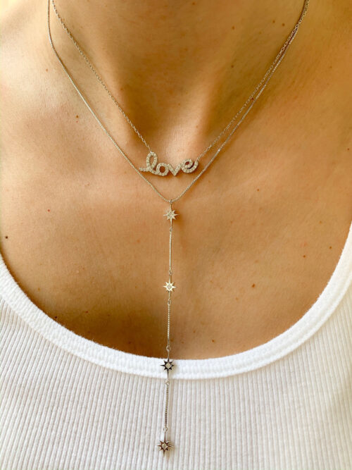 Colar gravatinha delicada de estrelinhas zirconias prata 925 - Image 2