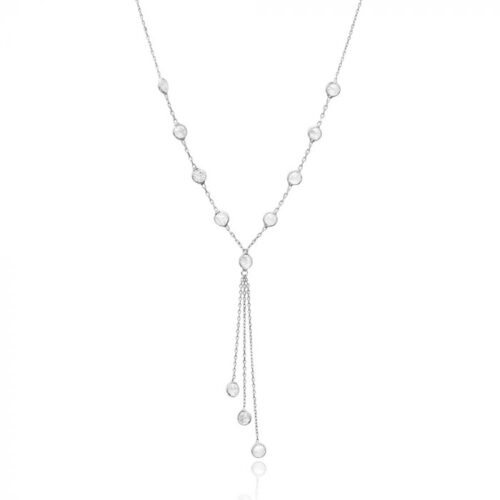 Colar Gravatinha Pontos De Luz Zirconias Prata 925