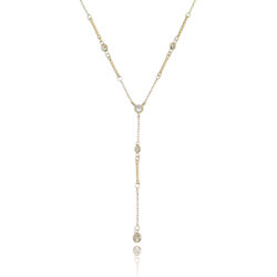 Gravatinha De Palitos E Zirconias Brancas Semi Joia Banho Ouro 18K